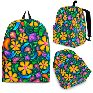 Yellow Green Flowers Backpack