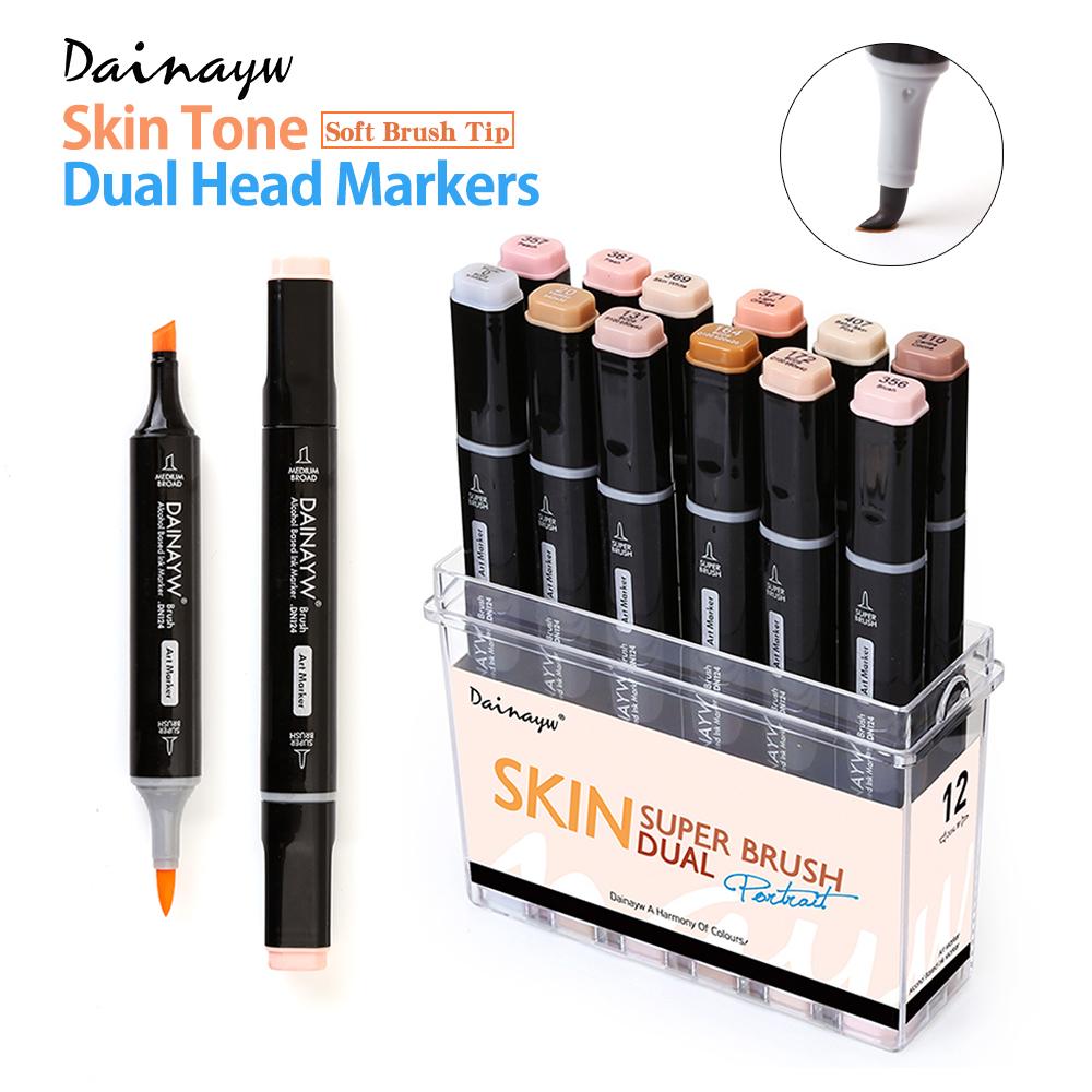 12 Skin Tones Soft Brush Skin Tone Dual Head Marker Pen Set
