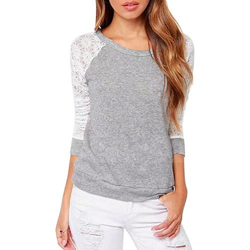 Grey Long Sleeve Lace