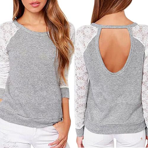 Grey Long Sleeve Lace