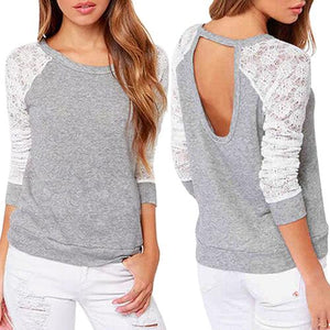Grey Long Sleeve Lace