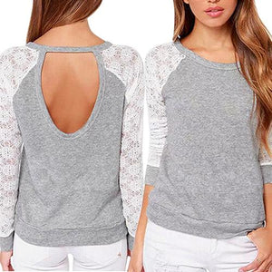 Grey Long Sleeve Lace