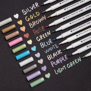 Metallic Brush Pen Set - 10 Piece Set