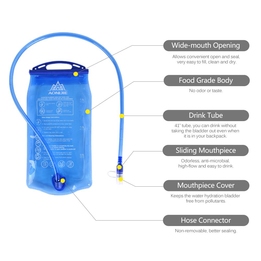 1.5L/2L/3L Outdoor Sport Foldable TPU Water Bag Hydration Water Bladder