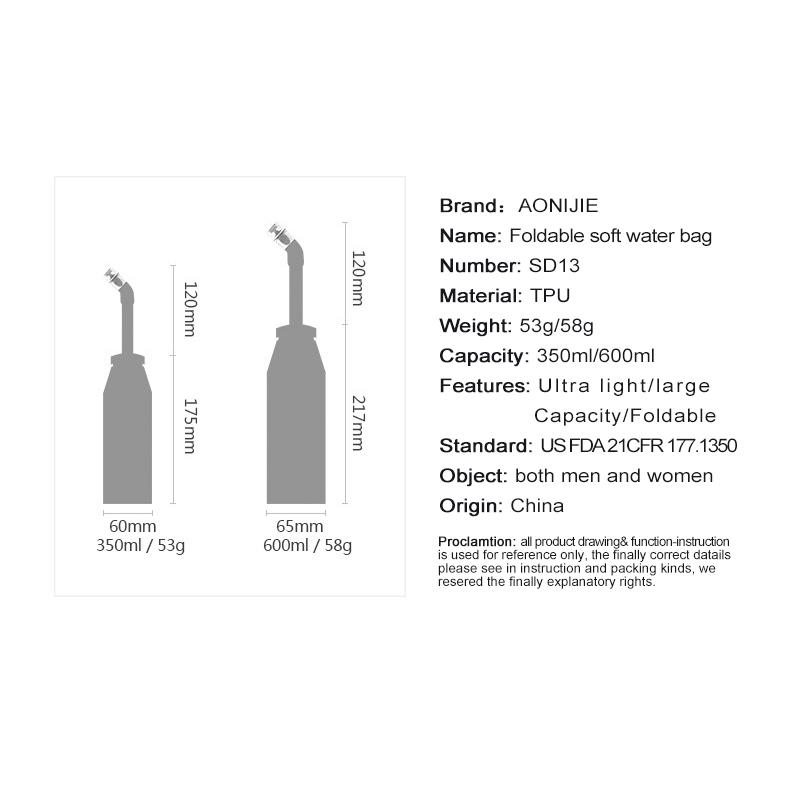 Bottle 350ml /600ml TPU Long Straw Water Bottle Folding