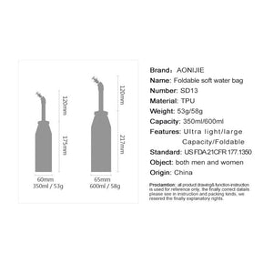Bottle 350ml /600ml TPU Long Straw Water Bottle Folding