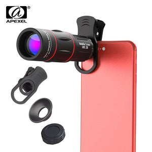 APEXEL Universal 18x25 Monocular Zoom HD Optical Cell Phone Lens Observing Survey 18X telephoto lens with tripod for Smartphone