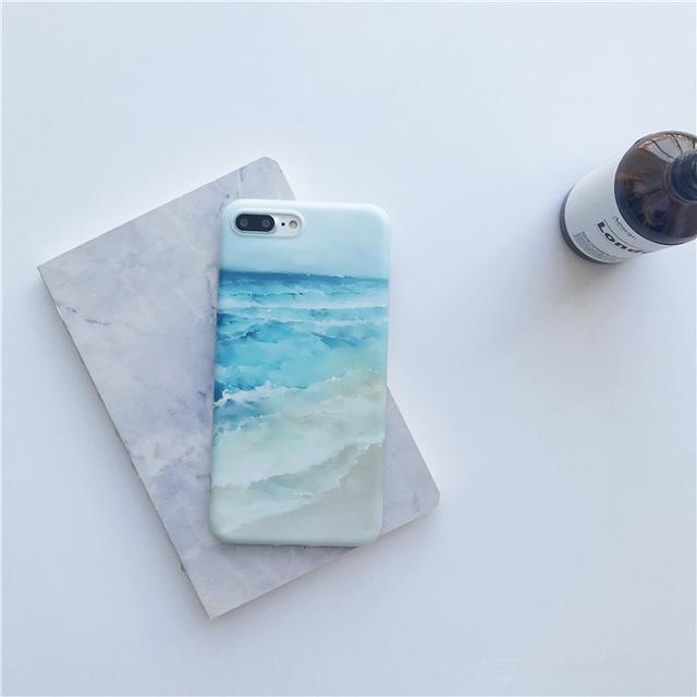 Blue Waves beach painted case for iPhone