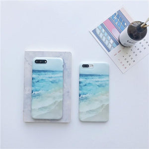 Blue Waves beach painted case for iPhone