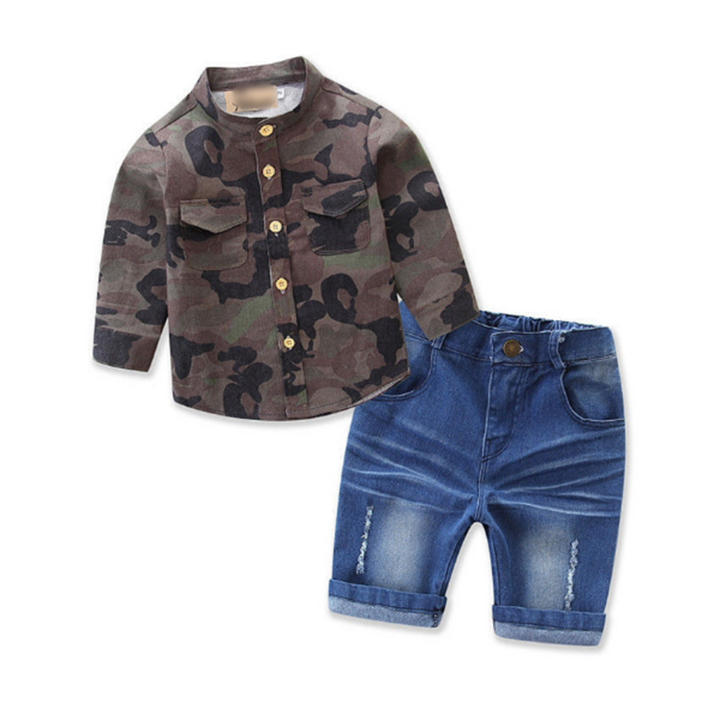 Boy Camouflage Tops+Jeans set