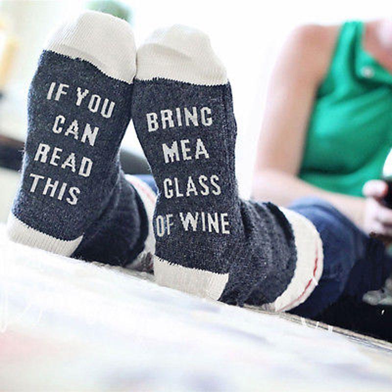Custom wine socks If You can read this Bring Me a Glass of Wine Socks autumn spring fall 2018 new arrival