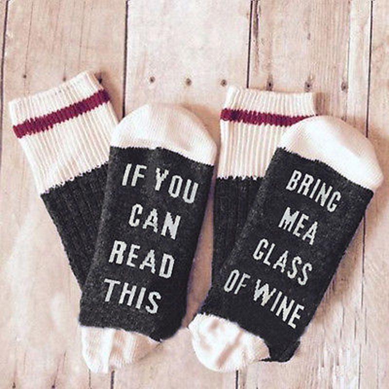 Custom wine socks If You can read this Bring Me a Glass of Wine Socks autumn spring fall 2018 new arrival