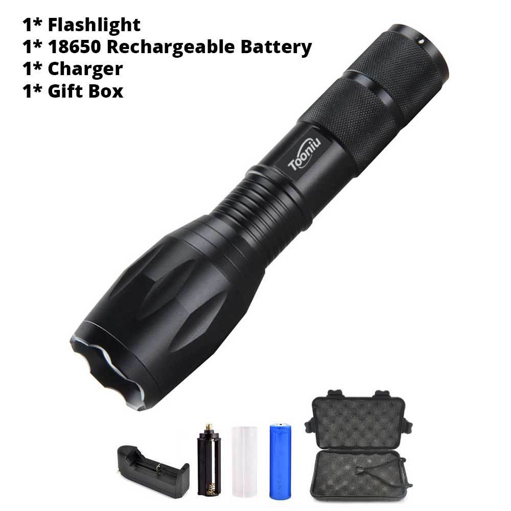 XM-L T6 LED Flashlight 5 Modes 4000 Lumens Battery + Charger + Clip