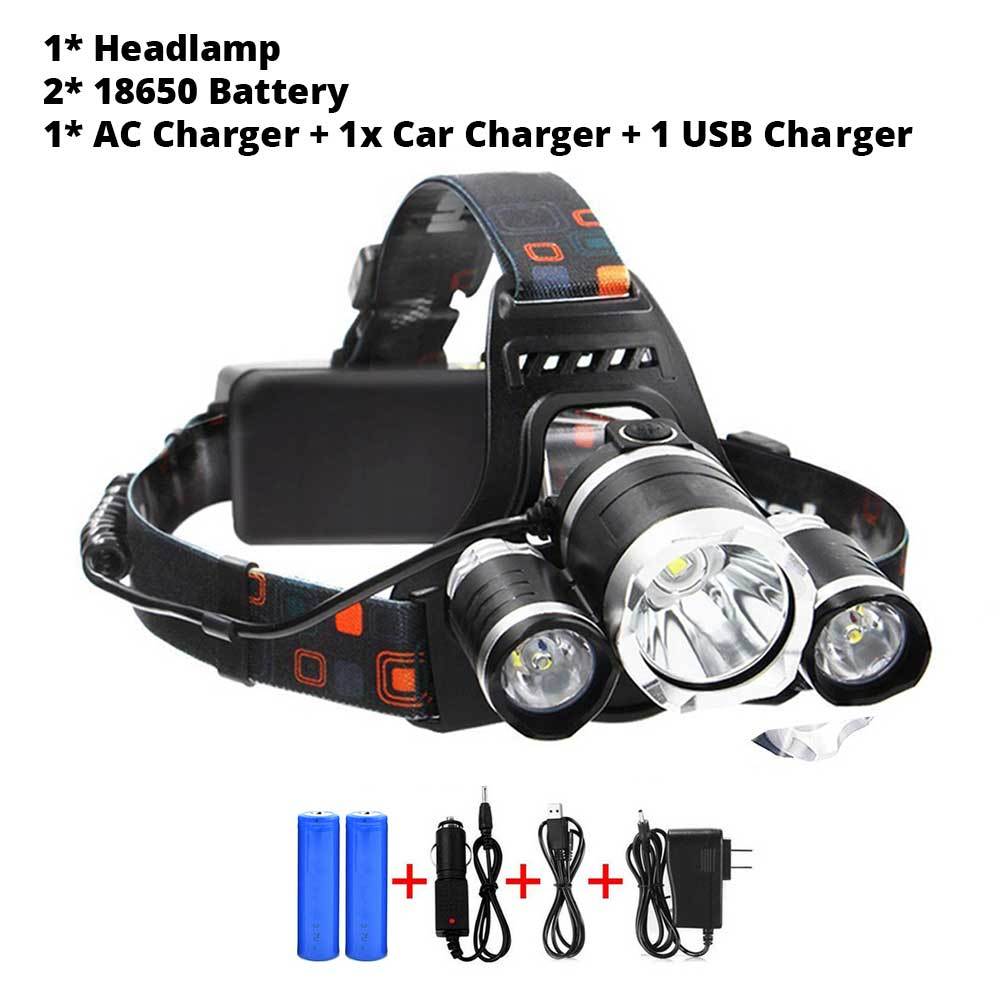 Rechargeable Headlight 13000Lm xm-T6 3 Led