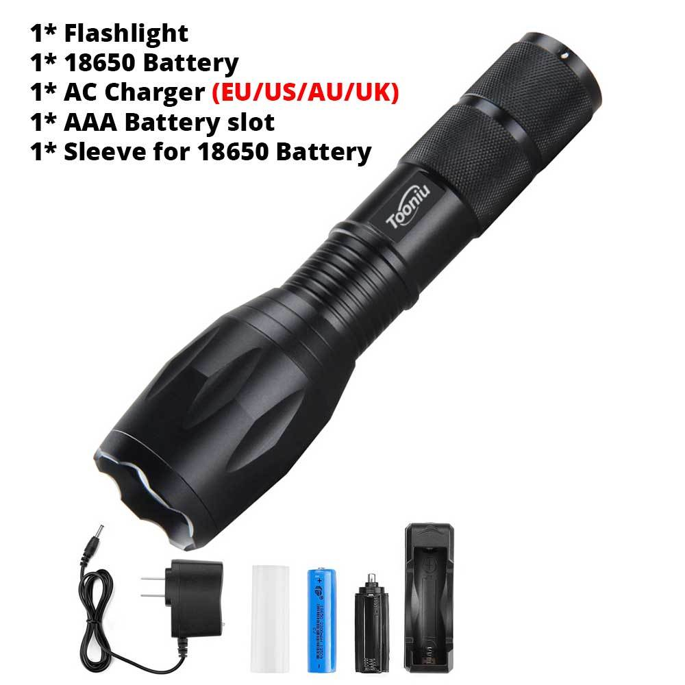 XM-L T6 LED Flashlight 5 Modes 4000 Lumens Battery + Charger + Clip