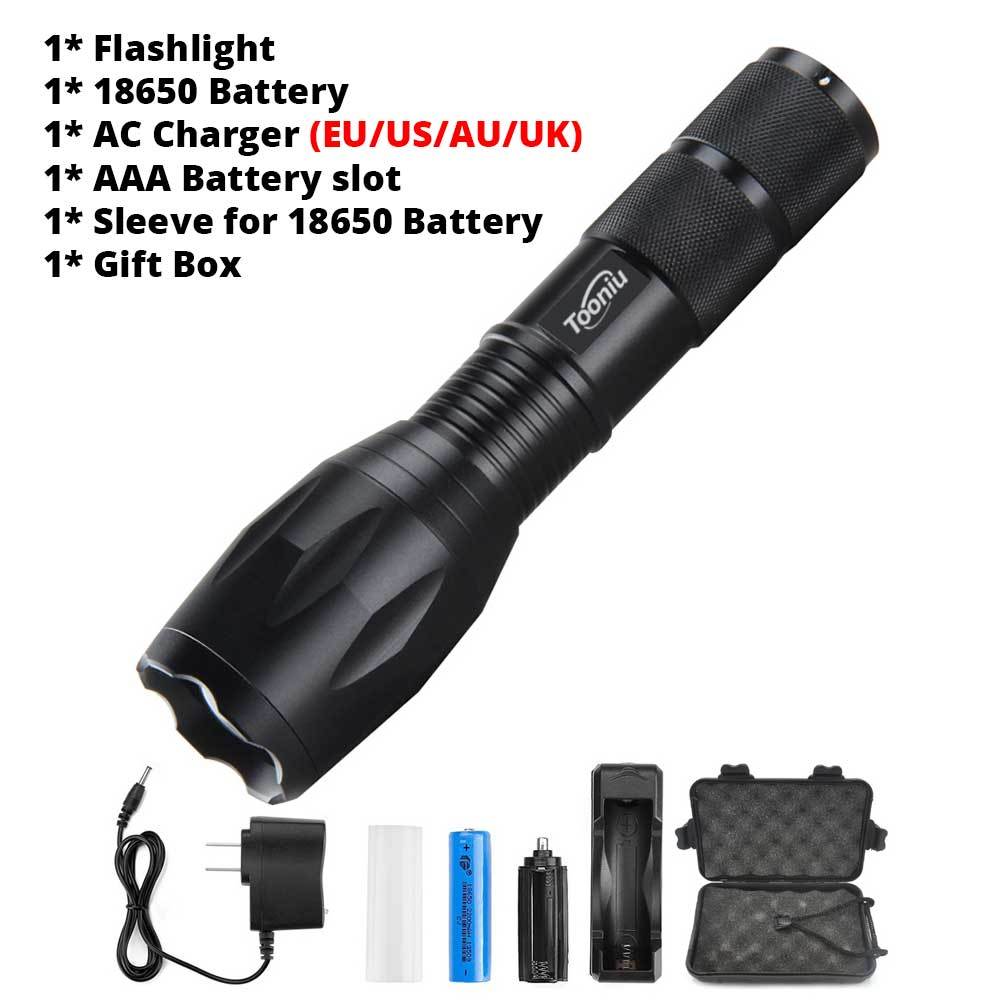 XM-L T6 LED Flashlight 5 Modes 4000 Lumens Battery + Charger + Clip