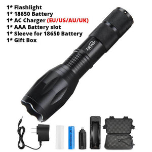 XM-L T6 LED Flashlight 5 Modes 4000 Lumens Battery + Charger + Clip