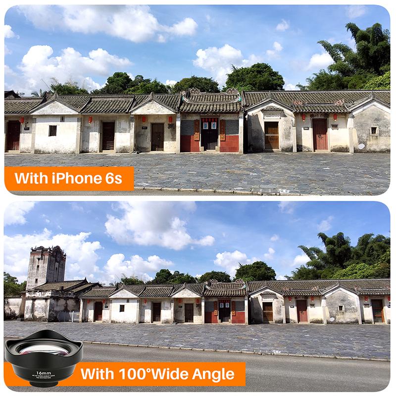 Professional 16mm Super 4K Wide Angle Cell Phone lens HD No Distortion for iPhone 8 7 6 plus Huawei Mobile for iPad Tablet PC