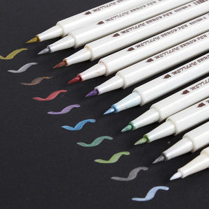 Metallic Brush Pen Set - 10 Piece Set