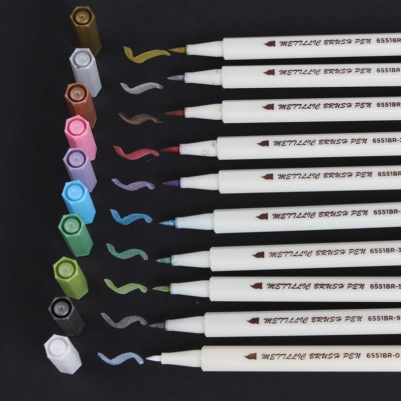 Metallic Brush Pen Set - 10 Piece Set