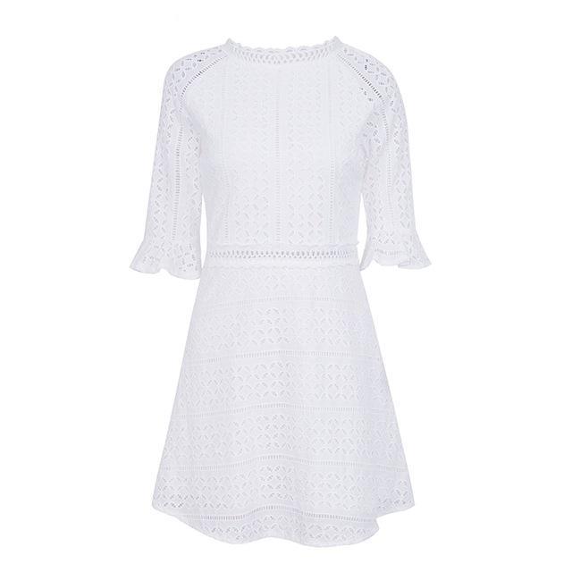 Simple Elegant hollow out lace dress