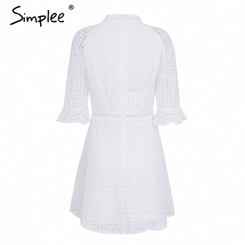 Simple Elegant hollow out lace dress
