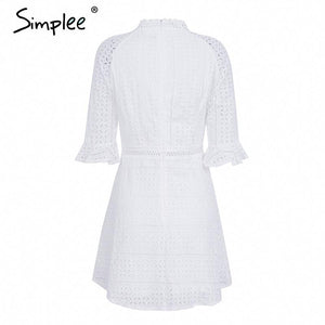 Simple Elegant hollow out lace dress