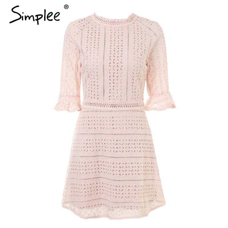 Simple Elegant hollow out lace dress