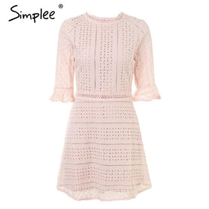 Simple Elegant hollow out lace dress