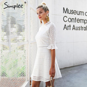 Simple Elegant hollow out lace dress