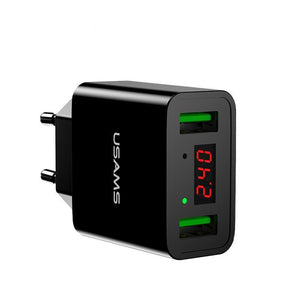 LED Display Dual USB Phone Charger EU/US Plug The Max 2.2A