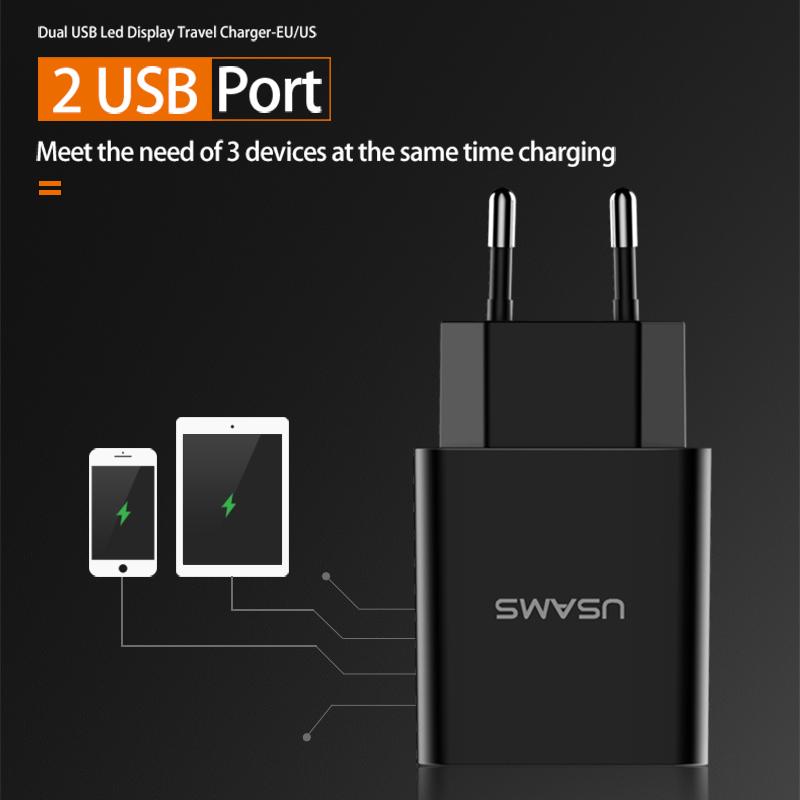 LED Display Dual USB Phone Charger EU/US Plug The Max 2.2A