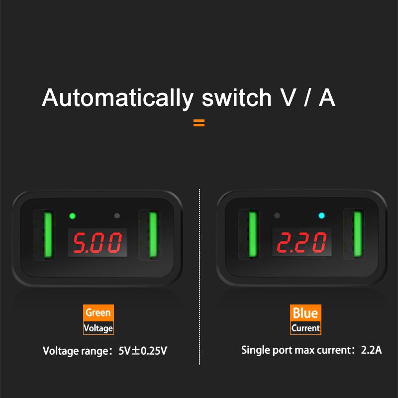 LED Display Dual USB Phone Charger EU/US Plug The Max 2.2A