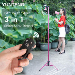 Ulanzi 54 inch 3 in 1 Yunteng Selfie Stick Tripod Stand Super Lightweight Mini Bluetooth Remote Monopod For Iphone7 6 Samsung