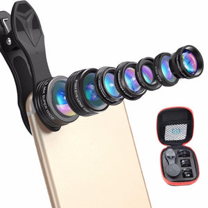 Ulanzi 7 in 1 Universal Clip-On Cell Phone Lens Kit,HD Kaleidoscope+Zoom Telephoto+Fisheye+Wide Angle+Macro+0.36X+CPL for iPhone