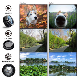 Ulanzi 7 in 1 Universal Clip-On Cell Phone Lens Kit,HD Kaleidoscope+Zoom Telephoto+Fisheye+Wide Angle+Macro+0.36X+CPL for iPhone