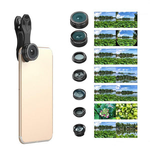 Ulanzi 7 in 1 Universal Clip-On Cell Phone Lens Kit,HD Kaleidoscope+Zoom Telephoto+Fisheye+Wide Angle+Macro+0.36X+CPL for iPhone