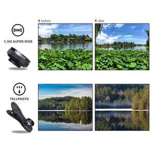 Ulanzi 7 in 1 Universal Clip-On Cell Phone Lens Kit,HD Kaleidoscope+Zoom Telephoto+Fisheye+Wide Angle+Macro+0.36X+CPL for iPhone