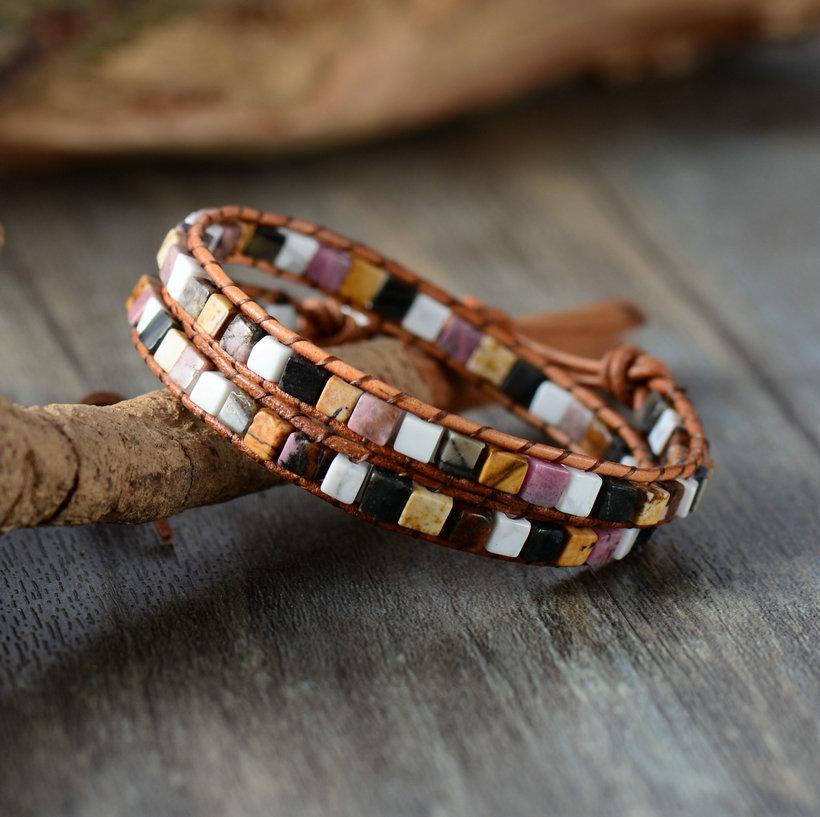 Vintage Weave Natural Stones Duo Strand Bracelet