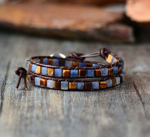 Vintage Weave Natural Stones Duo Strand Bracelet