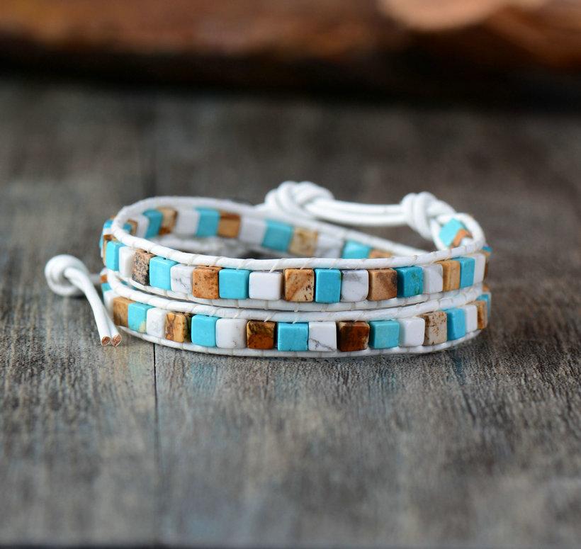 Vintage Weave Natural Stones Duo Strand Bracelet