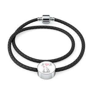 Mom Leather Charm Bracelet