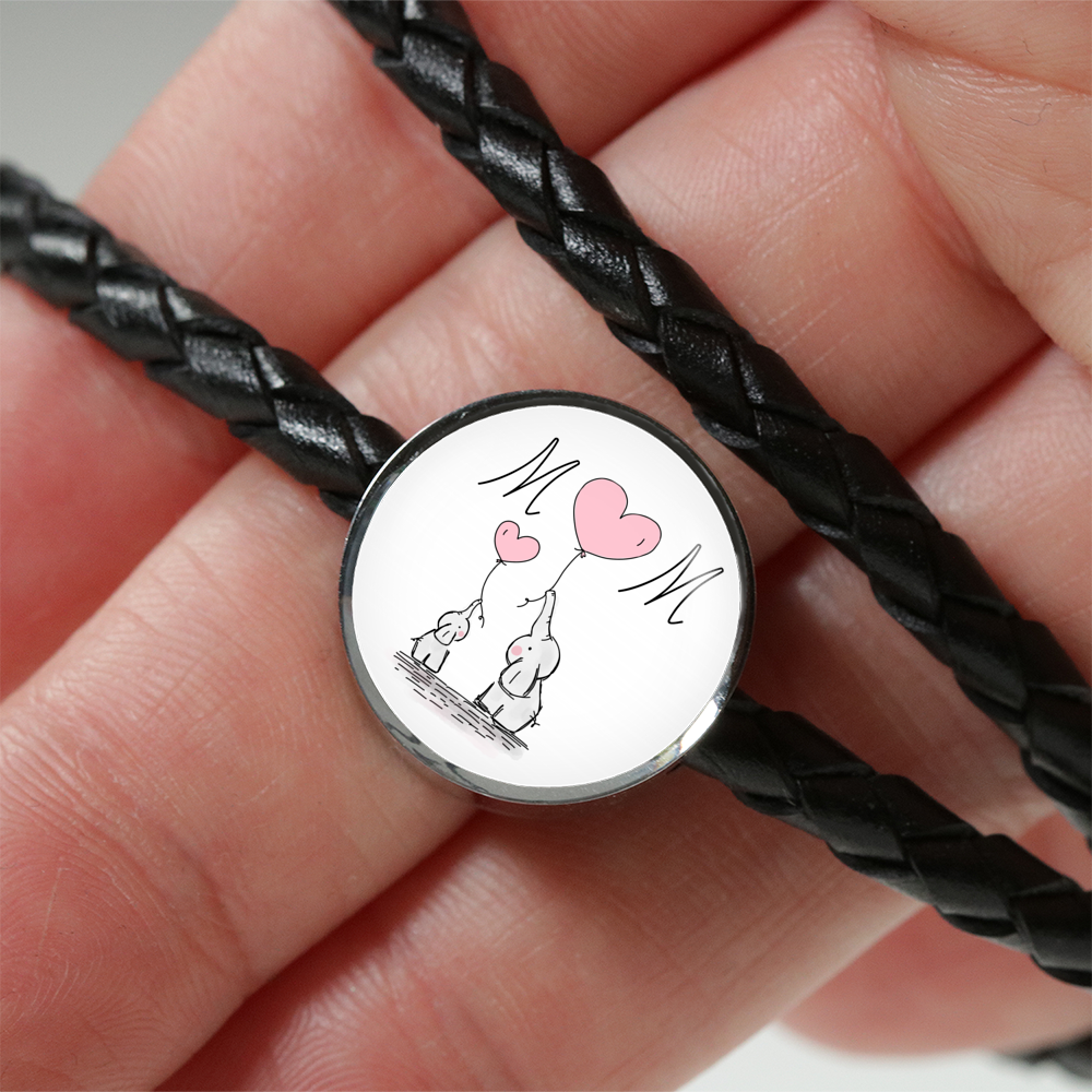 Mom Leather Charm Bracelet