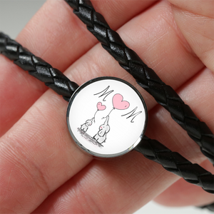 Mom Leather Charm Bracelet