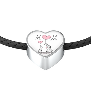 Mom Heart Leather Charm Bracelet