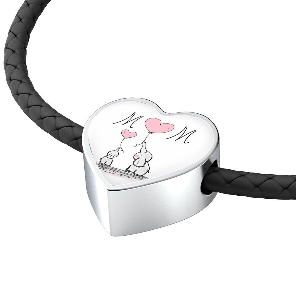 Mom Heart Leather Charm Bracelet
