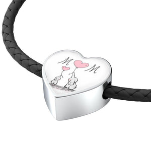 Mom Heart Leather Charm Bracelet