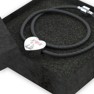 Mom Heart Leather Charm Bracelet