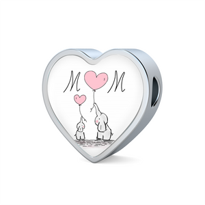 Mom Heart Leather Charm Bracelet