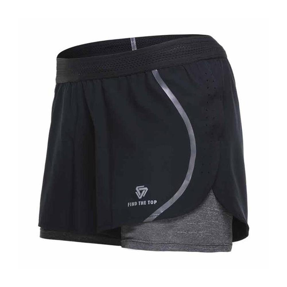 Women Running Sportswear False Two Pieces Compression Shorts